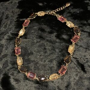 Elegant Gold and Pink Gemstone Necklace